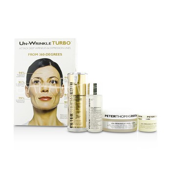 PETER THOMAS ROTH Un-Wrinkle Kit: Peel Pads 20pads + Turbo Face Serum 15ml/0.5oz + Night Cream 8g/0.3oz + Lotion 30ml/1oz